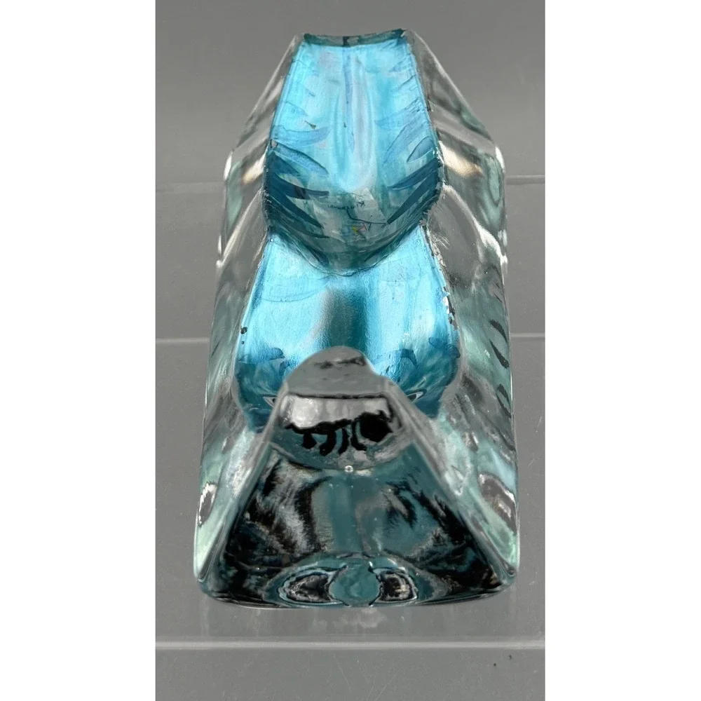 Vintage Paperweight Cat Kriff Design Art Glass Blue Hand Painted 6
